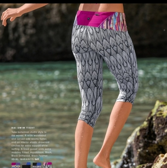 Prana Other - Prana Black Feather Rai Swim Graphic Tights